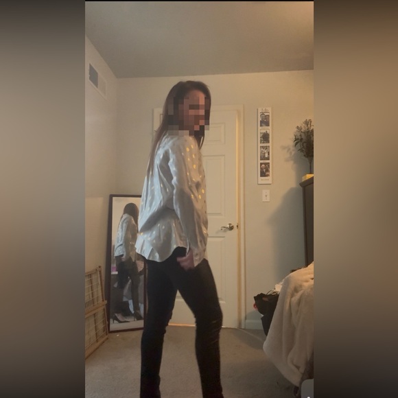 Mazik blue and gold polka dot button down - Picture 6 of 10